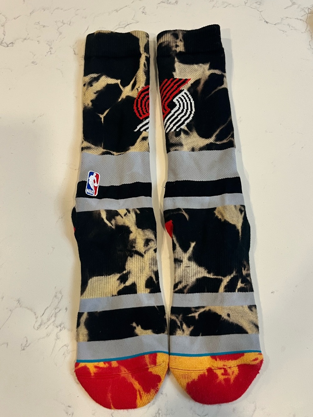 Stance Portland Trail Blazers Black, Cream & Red Tie-Dye Crew Socks